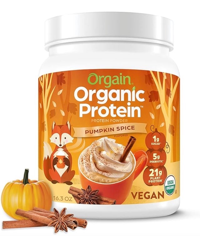 Orgain Organic Vegan Protein Powder, Pumpkin Spice Seasonal Flavor