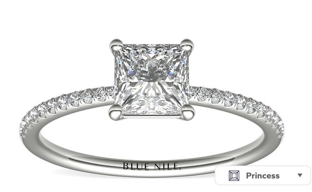 Petite Micropavé Diamond Engagement Ring in 14k White Gold (1/10 ct. tw.)