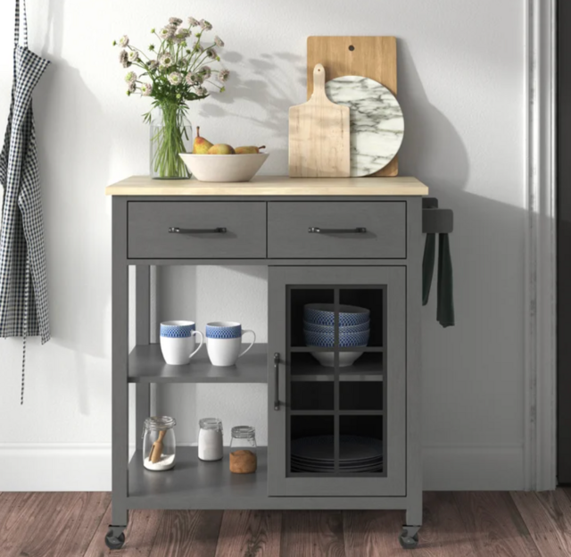 Laurel Foundry Amata Wood Kitchen Cart