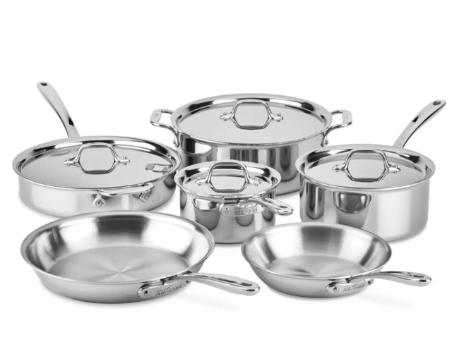 All-Clad D3 Stainless Everyday, 10 Piece Pots and Pans Cookware Set