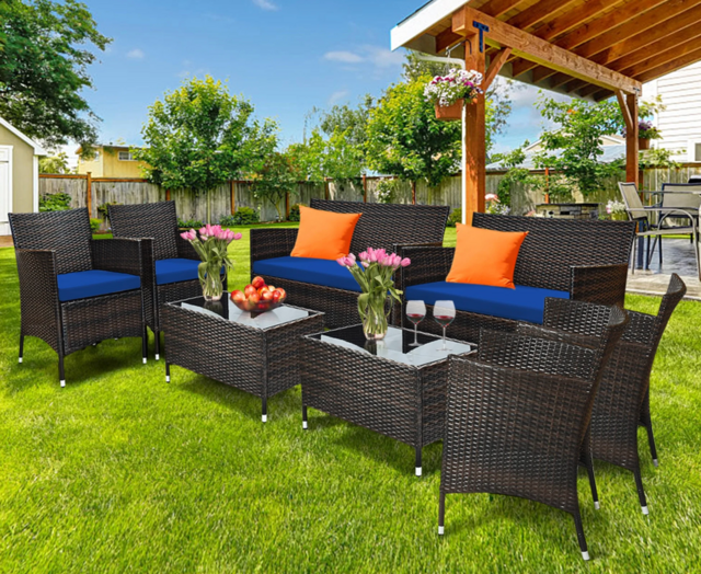 Gymax 8-Piece Patio Rattan Outdoor Furniture Set