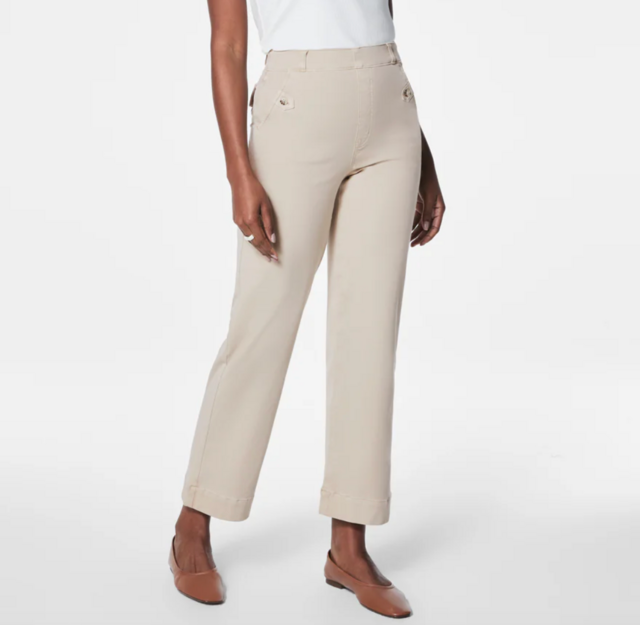 Stretch Twill Cropped Wide Leg Pant