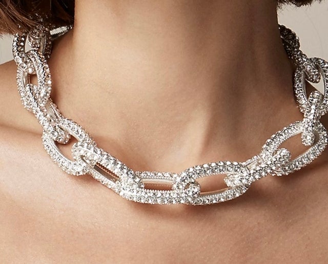 Chainlink Necklace with Pavé Crystals