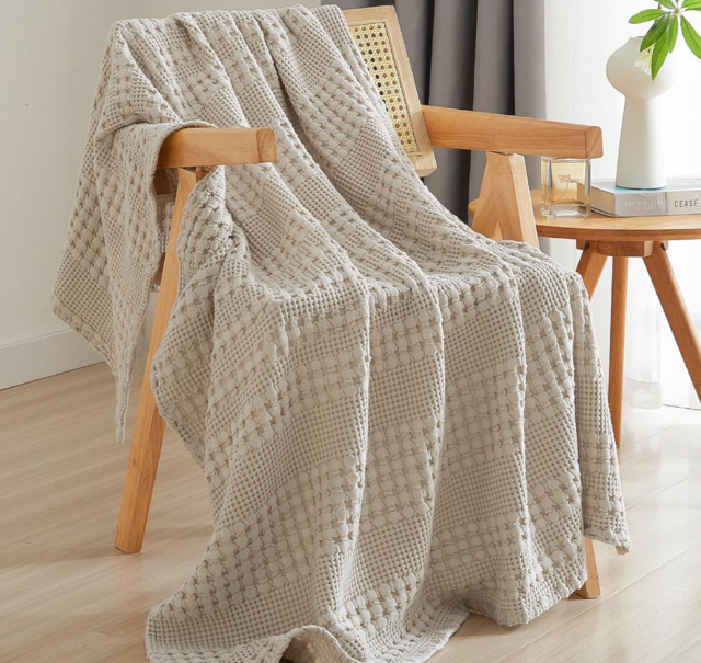 PHF 100% Cotton Waffle Weave Throw Blanket