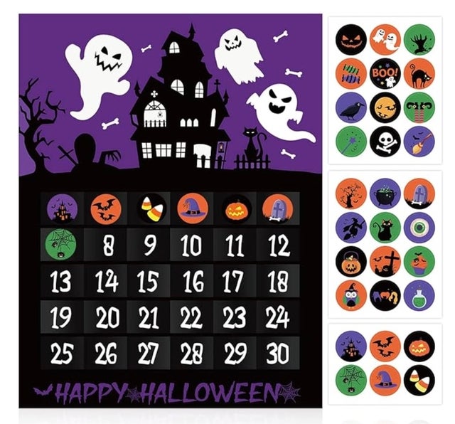 Halloween Advent Calendar Countdown to Halloween for 30 Days with Removable Stickers