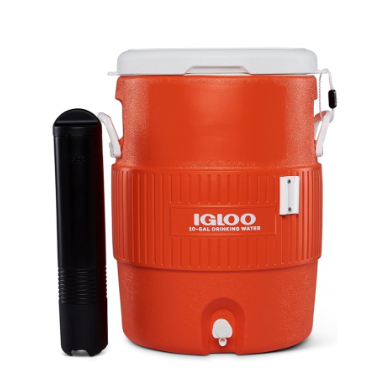 Igloo Portable Sports Cooler, Beverage Dispenser with Flat Seat Lid