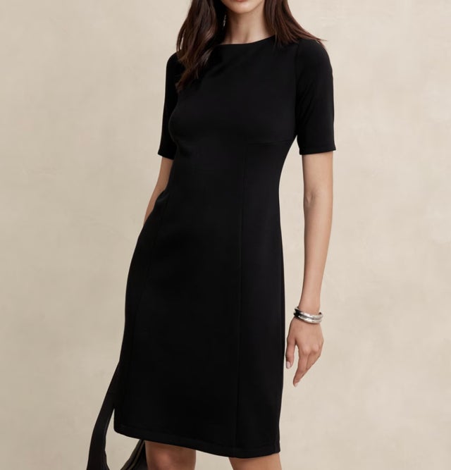 Scuba Seamed Knee-Length Dress