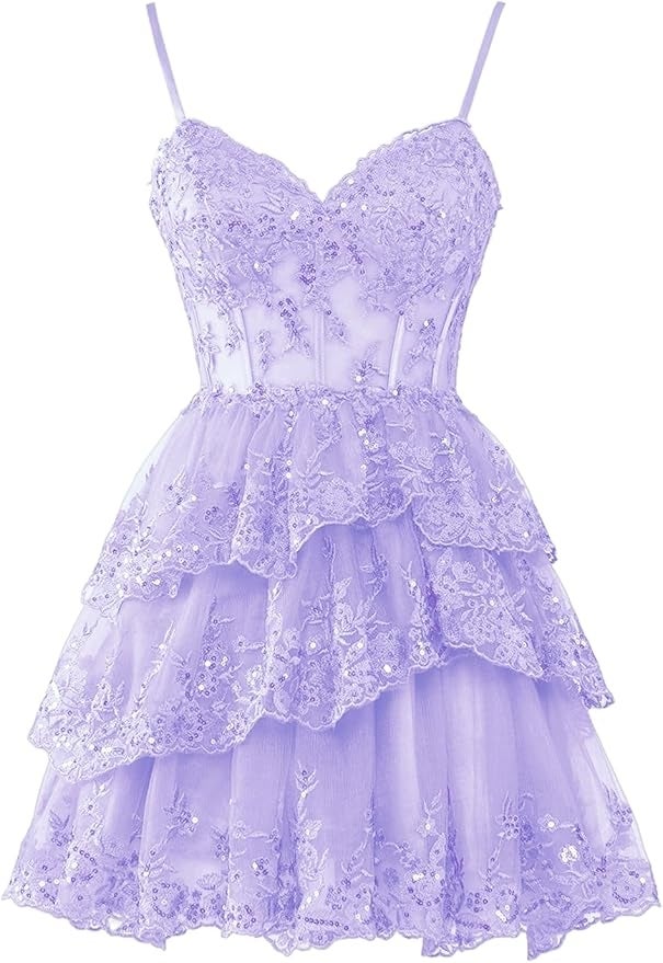 Sevintage Tulle Tiered Homecoming Dress