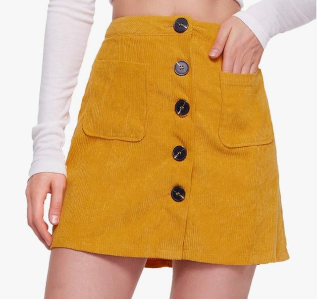 WDIRARA Mid Waist Corduroy Mini Skirt