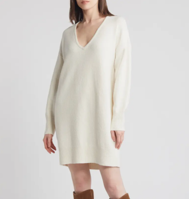 Treasure & Bond Cotton Blend V-Neck Sweater Dress