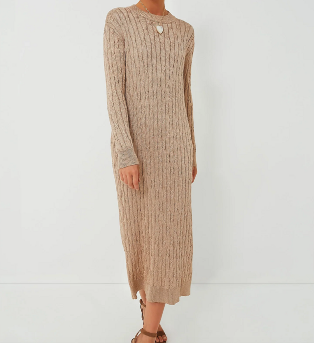 Tuckernuck Gold Cable Knit Midi Dress