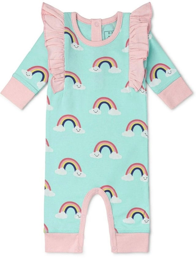 Paris Hilton x Monica + Andy Organic Cotton Baby Double Ruffle Romper, Sizes 0-3-18-24 Months