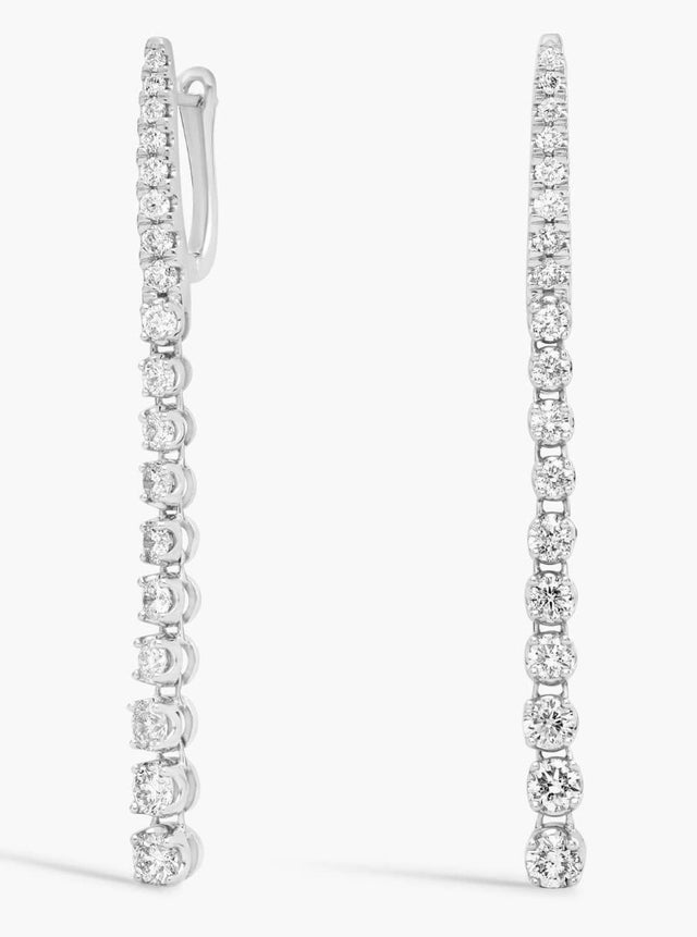 Diamond Line Drop Earrings in 14k White Gold (1 1/4 ct. tw.)