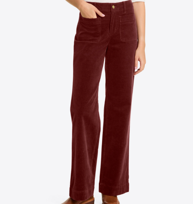 Patch Pocket Corduroy Wide Leg Pant