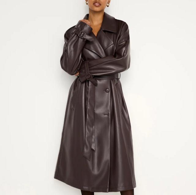 Good American Faux Leather Trench Coat