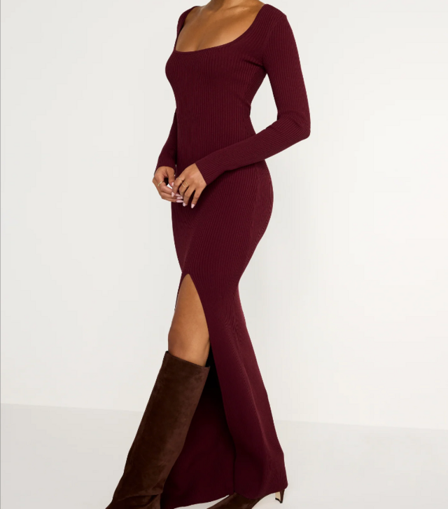 Good American Stretch Rib Knit Maxi Dress