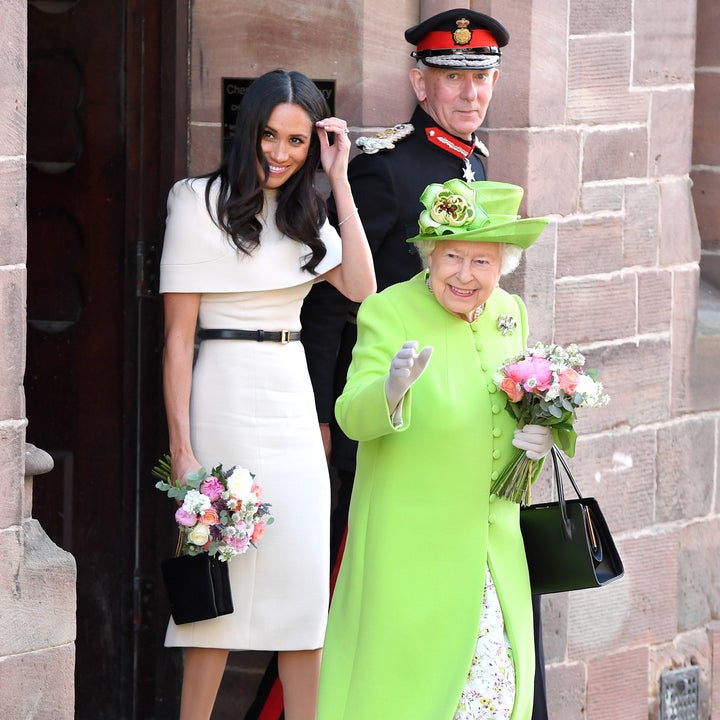 Meghan markle cream cape dress best sale