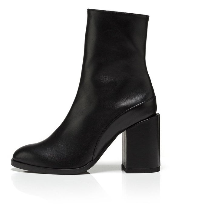 Tatum Black Satin Ruched Ankle Boots