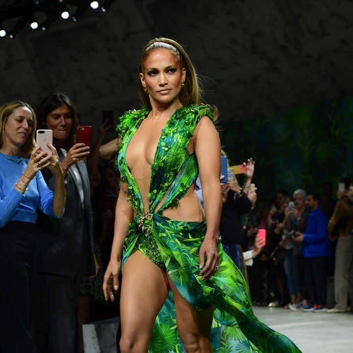 Jennifer Lopez Closes Versace Show in GRAMMYs-Inspired Dress