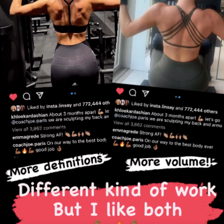 Khloe Kardashian Unveils Her Back Muscles With Before-and-After Pics