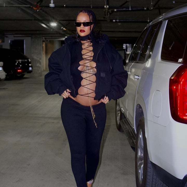 Pregnant Rihanna Goes Red Hot in Sheer Bodysuit & YSL Heels in NYC –  Footwear News