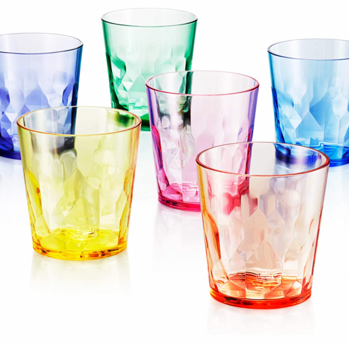 Colored Drinking Glasses Set Glassware for Kids Plastic Tumblers Cups  Picnic Water Glasses Unbreakable Juice Drinkware for Camping Restaurant  Beach BPA Free (4 colors) 