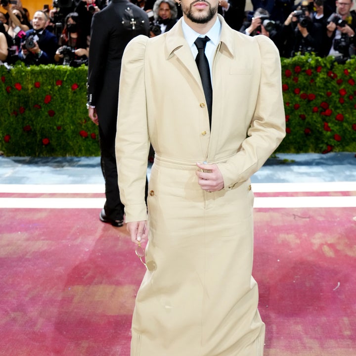 Bad Bunny Balls Out In Burberry Trench Dress at Met Gala 2022