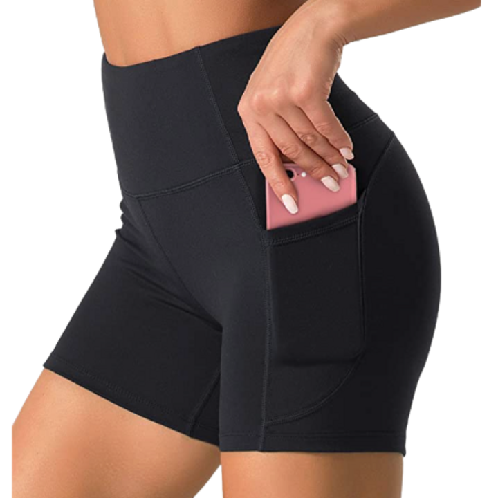 IUGA Workout Shorts for Women with Pockets High Waisted Biker Shorts for  Women Yoga Shorts Running Shorts Black