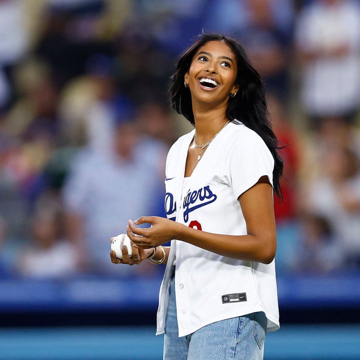 Kobe Bryant throws out the first pitch, called by Vin Scully. 6/27