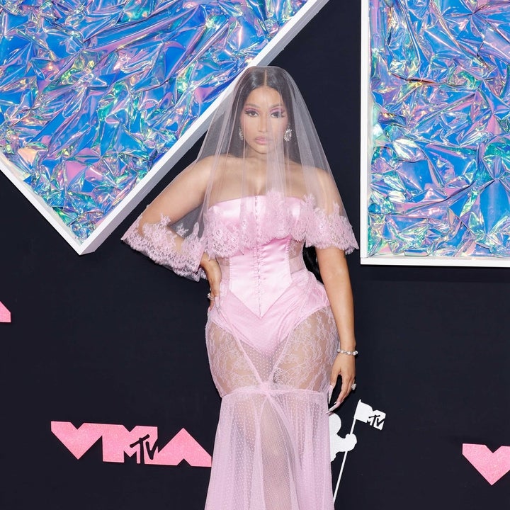 Nicki Minaj Stuns in Romantic Lace Pink Look With Veil as She