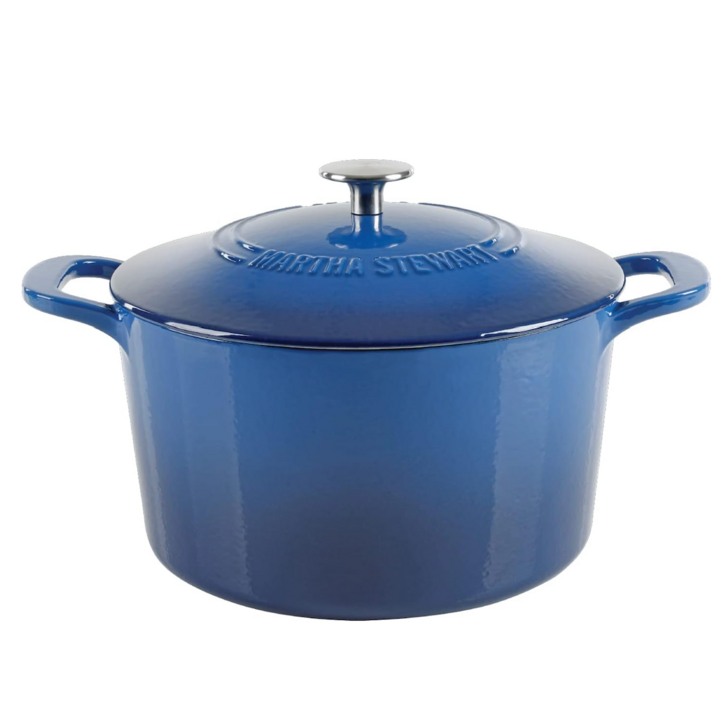 Martha Stewart Thayer 12-Quart Enamel On Steel Scratch Resistant Stock Pot  w/Lid - Martha Blue