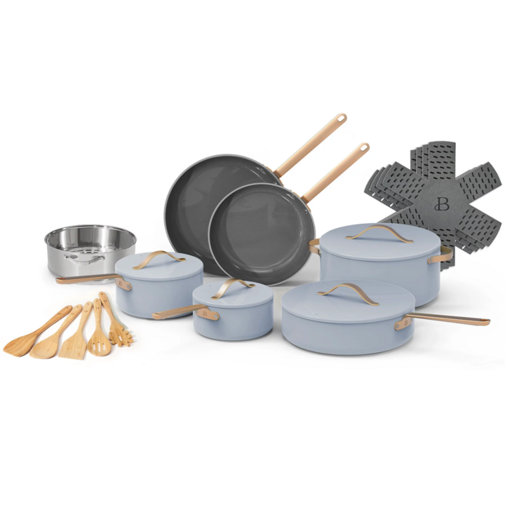 Thyme & Table Nonstick 12-Piece Cookware Set, Black & Gold 