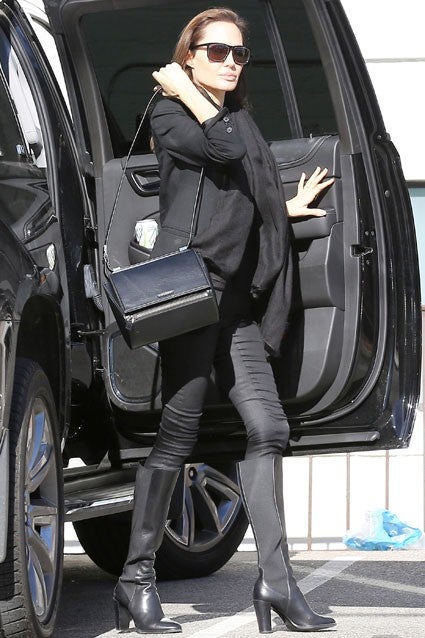 Angelina Jolie is chic in all-black as she touches down at JFK