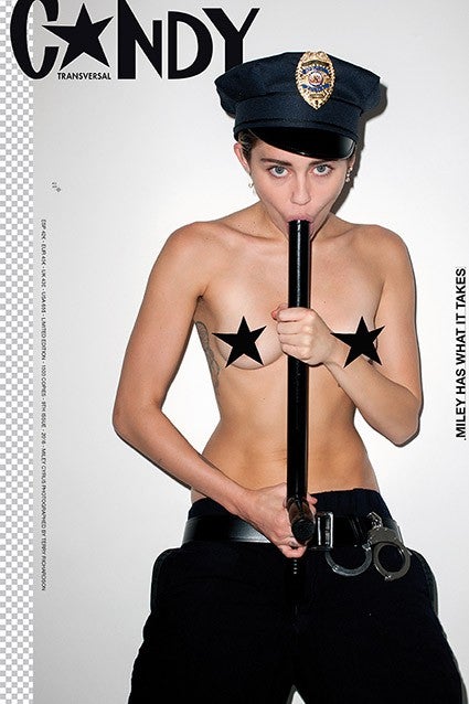 Mylie Cyrus Porn - NSFW! Miley Cyrus Is Naked and Sucking on a Police Baton in Outrageous New  Photoshoot | Entertainment Tonight