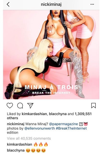 Real Naked Nicki Minaj Porn - Nicki Minaj Has 'Minaj a Trois' on Risque 'Break the Internet' Cover, Kim  Kardashian and Blac Chyna React | Entertainment Tonight