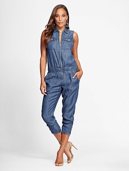 gabrielle union denim jumpsuit