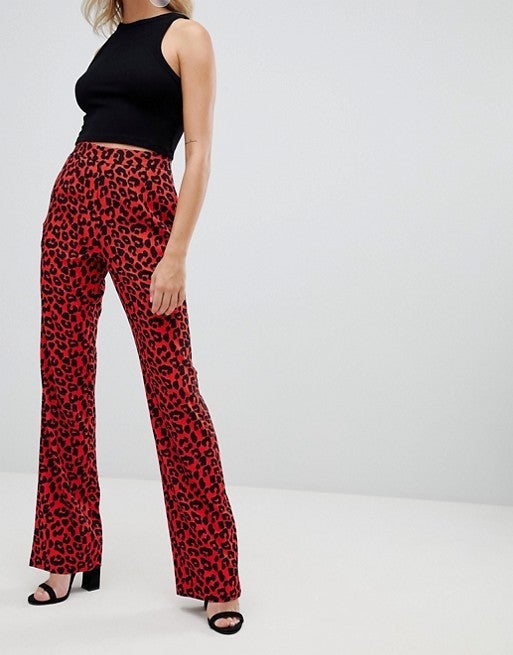 red cheetah pants