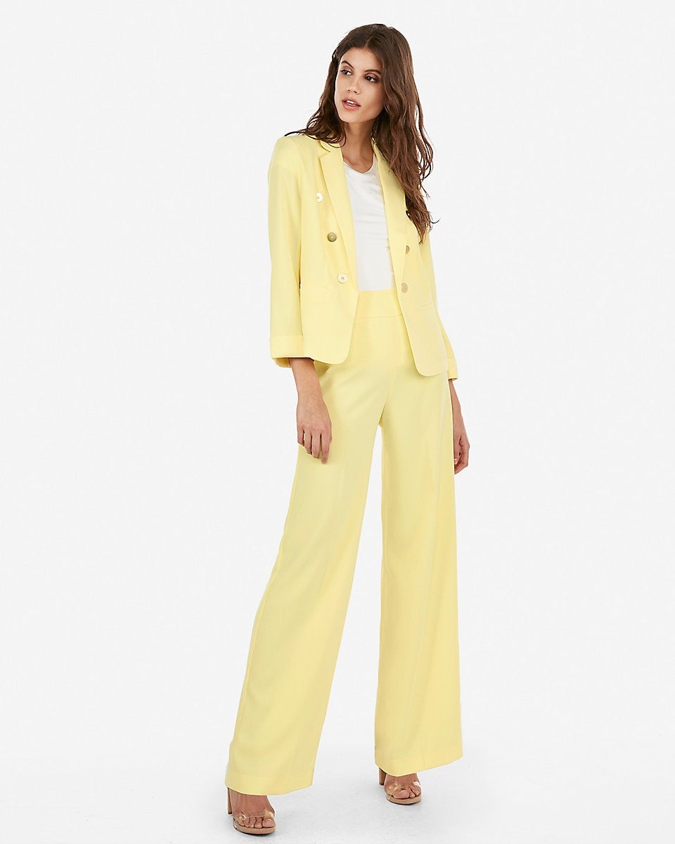 pale yellow pantsuit