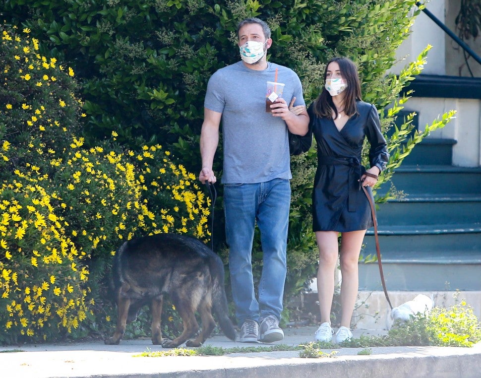 Ben Affleck and Ana de Armas are seen on April 16, 2020 in Los Angeles, California. 