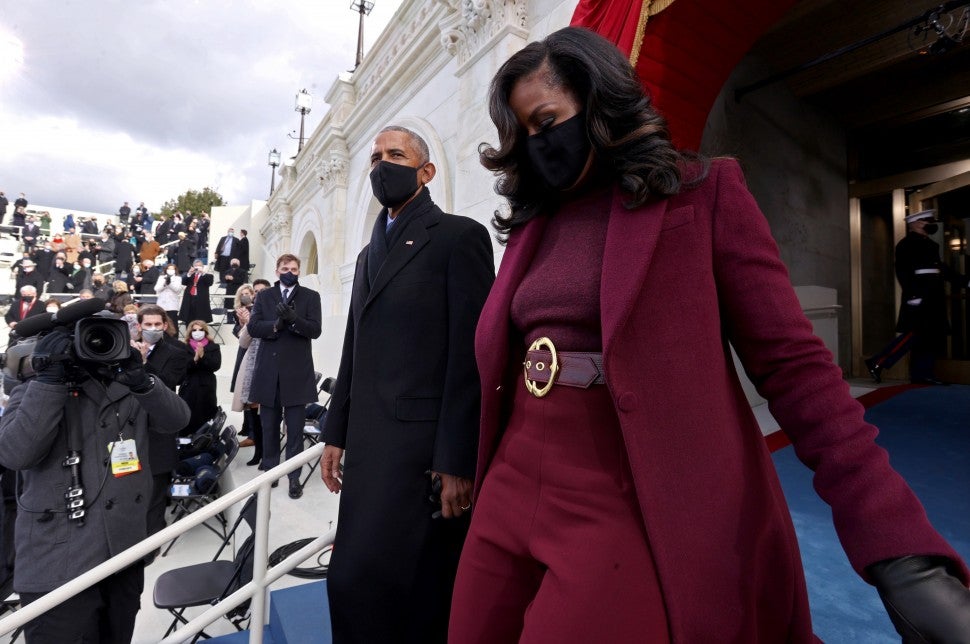 Michelle Obama Wows in Pant Suit by Black Designer at Joe Biden's