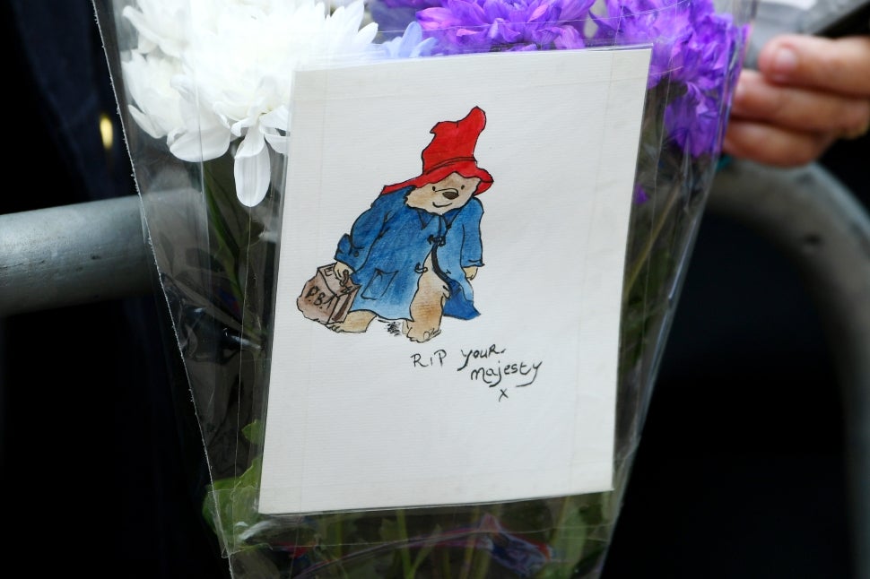 A painting of Paddington Bear at Westminster Abbey 