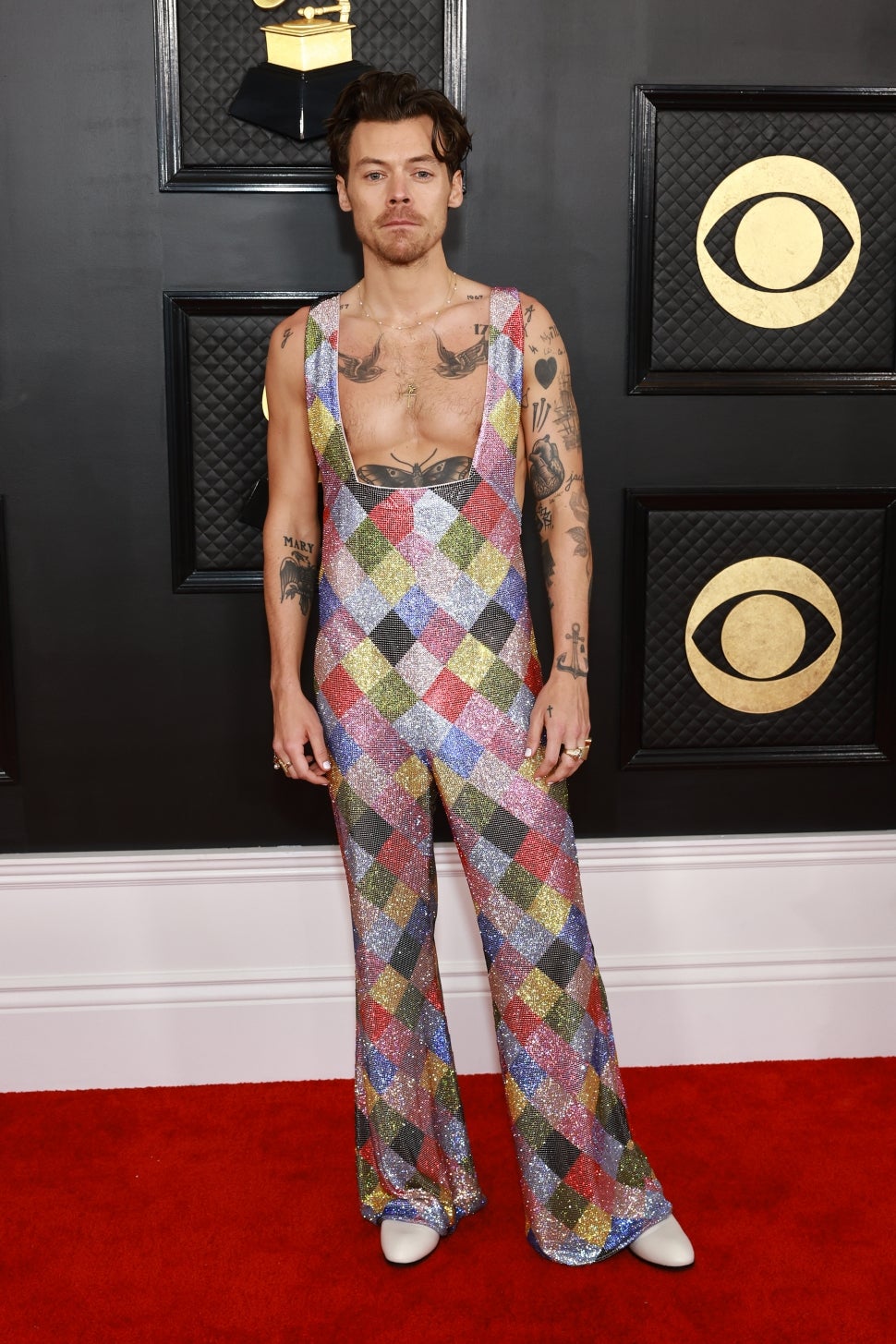 Harry Styles Hits the 2023 GRAMMYs Red Carpet in Sparkling Jumpsuit Entertainment Tonight