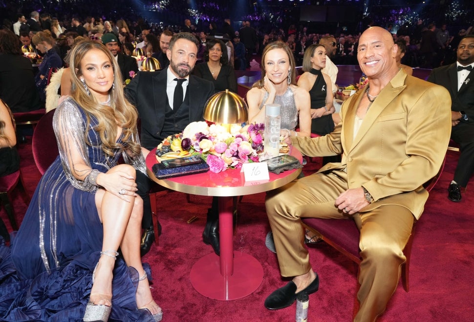Jennifer Lopez, Ben Affleck, Lauren Hashian, and Dwayne Johnson