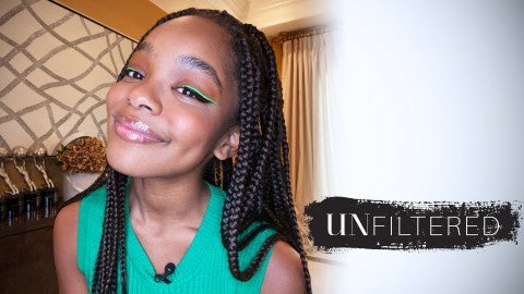 Marsai Martin Goes Bold With Green Eyeliner in Her Makeup Routine  Get  Her Look Exclusive  Entertainment Tonight