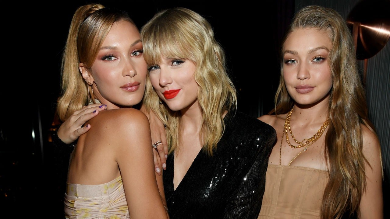 Taylor Swift Sparkles in Black Sequin Number With Gigi and Bella Hadid