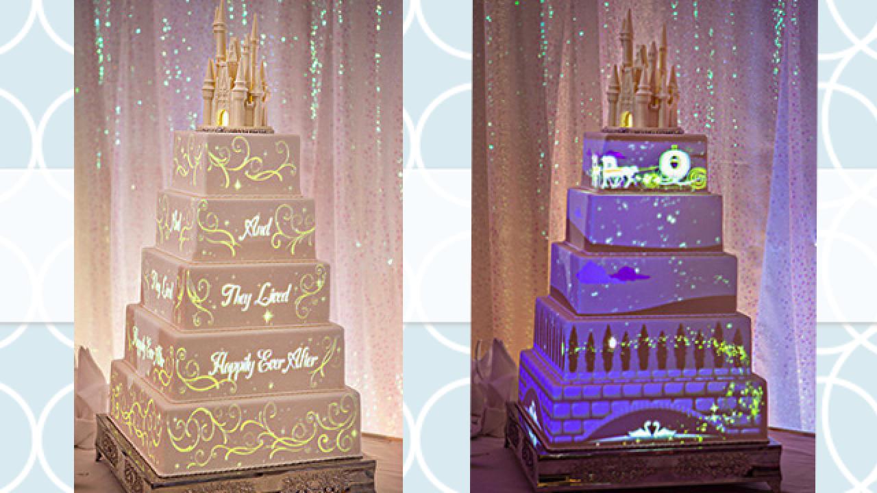 Magical Projection-Mapped Cakes : Disney wedding cake