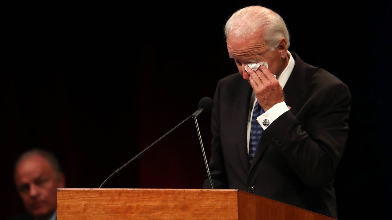 Joe Biden Breaks Down in Tears at John McCain's Funeral 