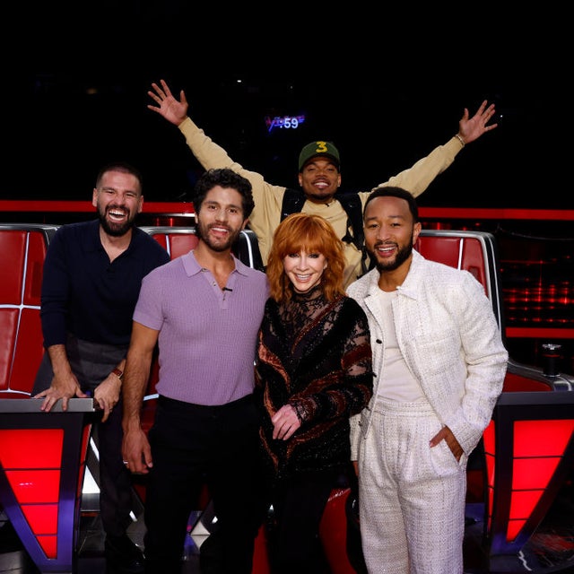 THE VOICE -- "Live Semi-Final Top 9 Performances" Episode 2516A -- Pictured: (l-r) Dan + Shay, Reba McEntire, Chance The Rapper, John Legend