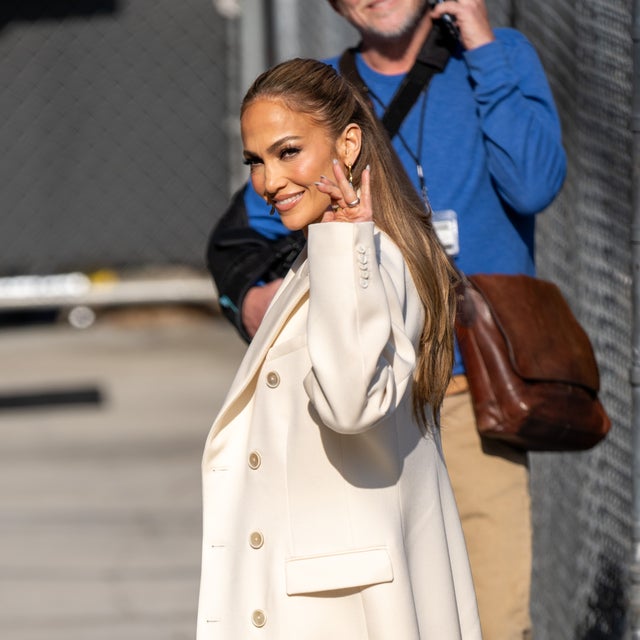 Jennifer Lopez is seen at "Jimmy Kimmel Live" on May 20, 2024 in Los Angeles, California.