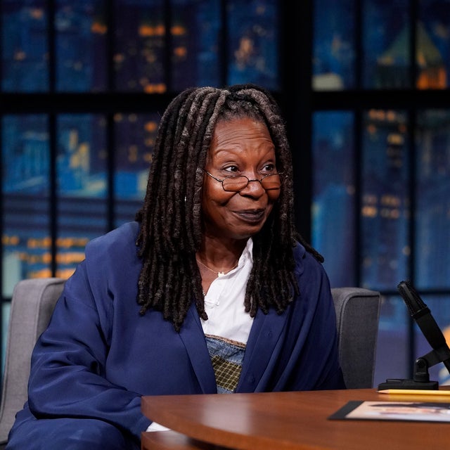 LATE NIGHT WITH SETH MEYERS -- Episode 1538 -- Pictured: Actress Whoopi Goldberg during an interview with host Seth Meyers on July 10, 2024